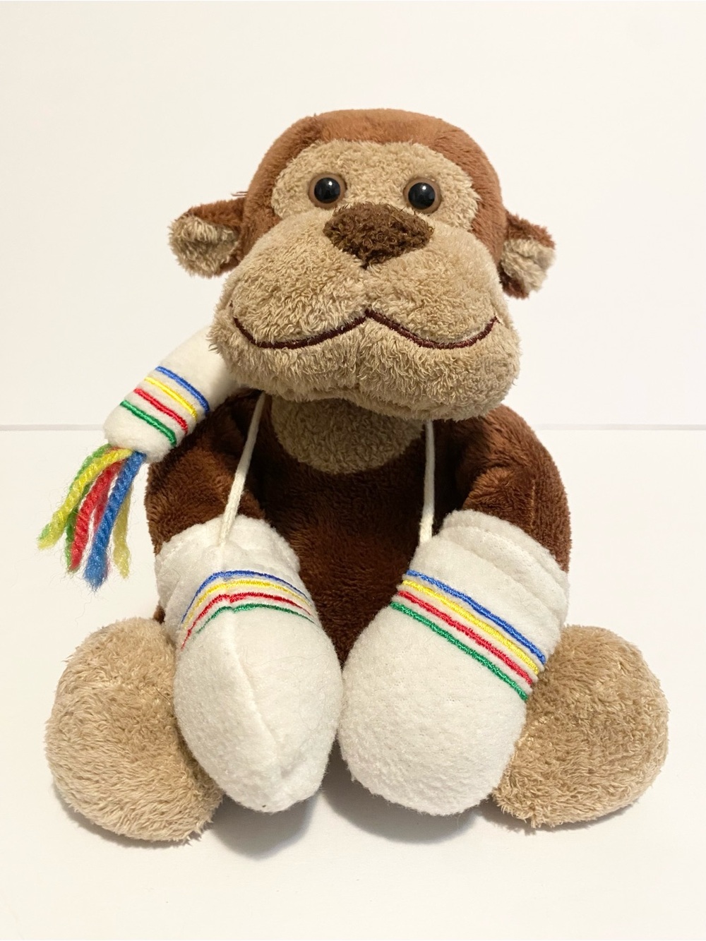 Hudson’s Bay Animal Adventure Monkey Plush w Striped Mitts Scarf Stuffed Animal
